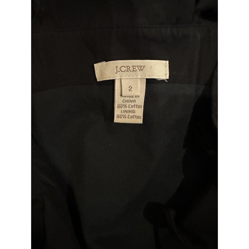 J.CREW Women’s 2 Black Ruffle Criss Cross Front Cotton Dress Black Classic Zip - Picture 6 of 7